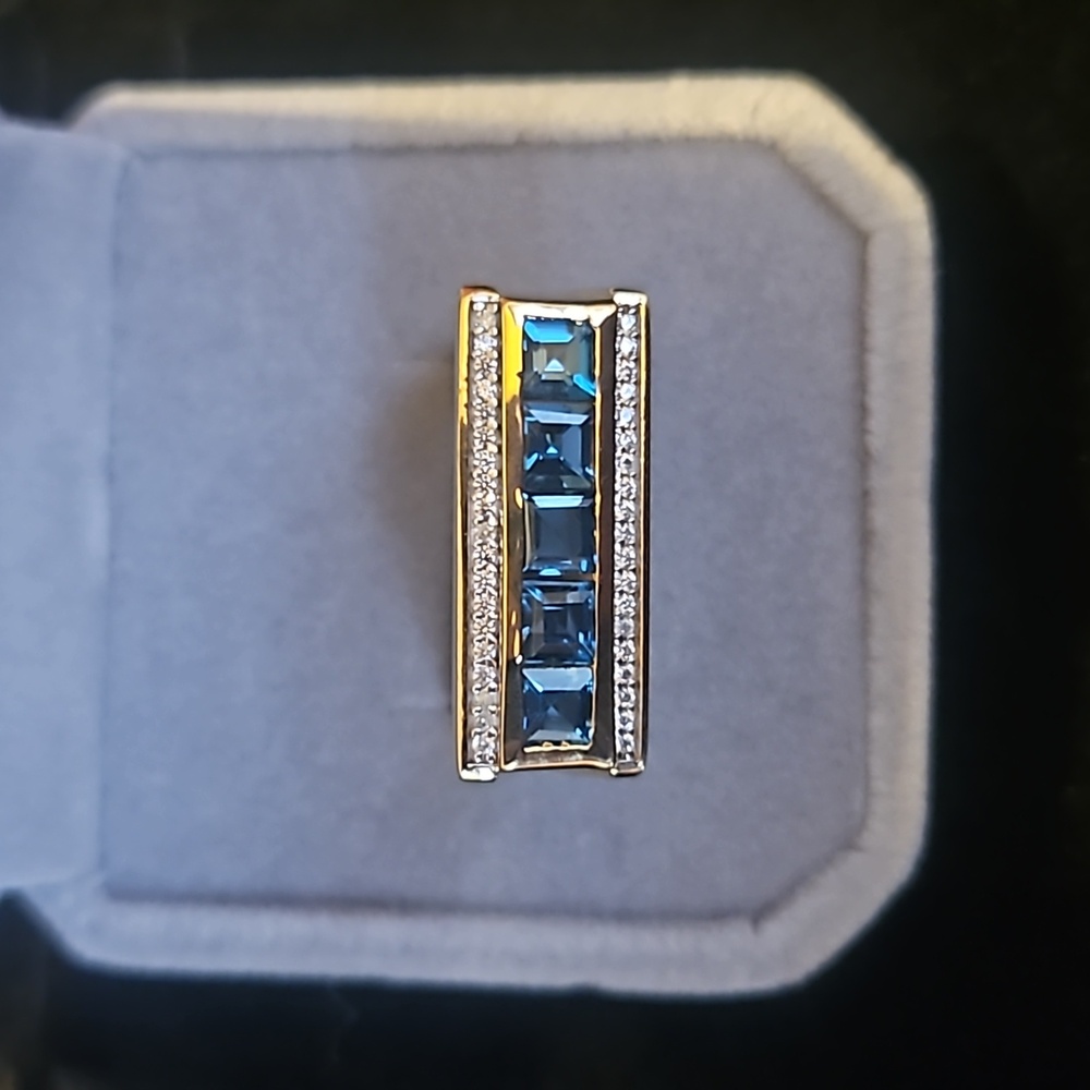 London Blue Topaz and White Zircon Men's Ring